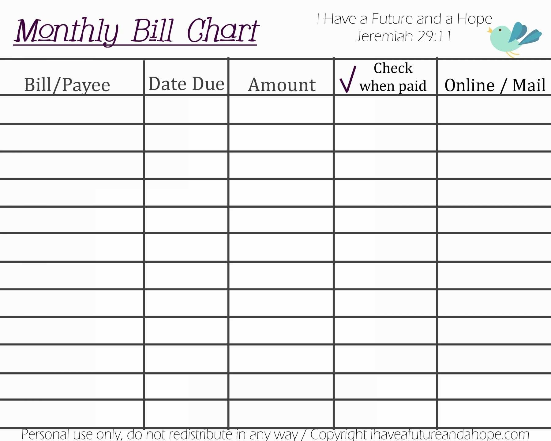 Unique Monthly Bill Organizer Template Excel Mavensocial co Free