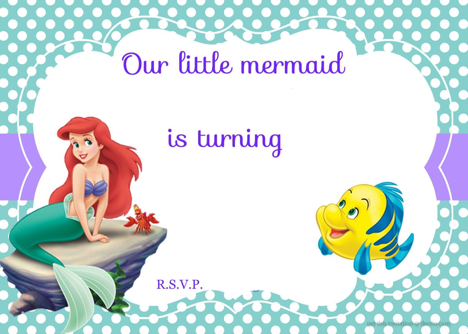 Updated! Free Printable Ariel The Little Mermaid Invitation Template - Free Printable Little Mermaid Birthday Banner