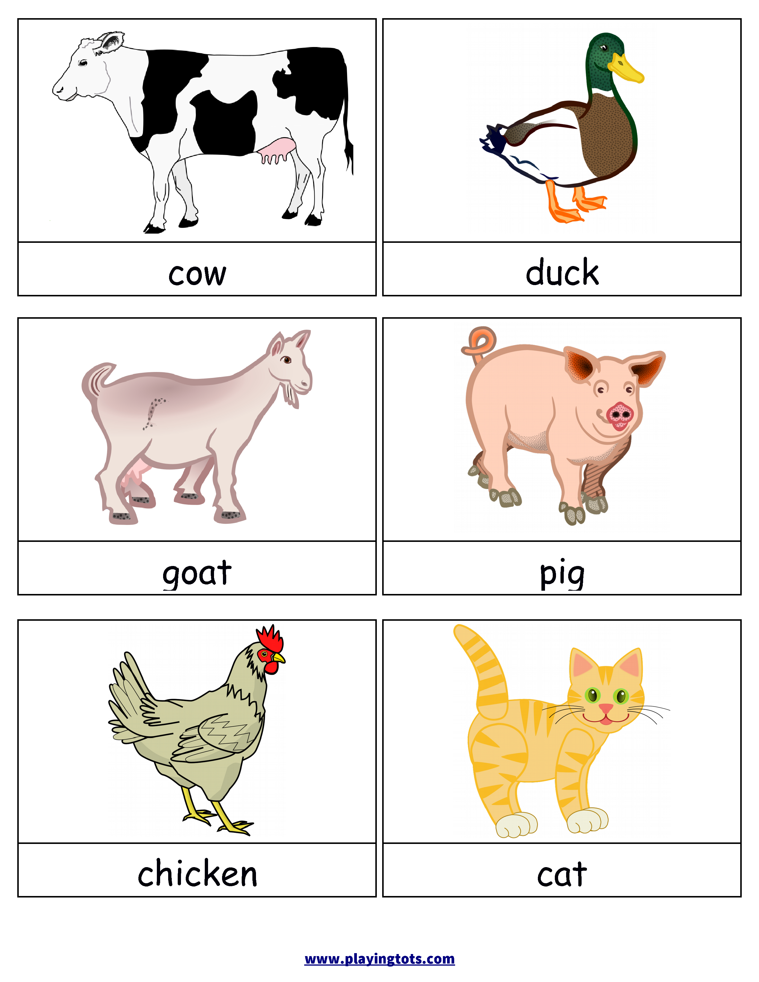 Variety Of Animal Flashcards | Theme~Zoo | Flashcards For Kids, Free - Free Printable Farm Animal Flash Cards