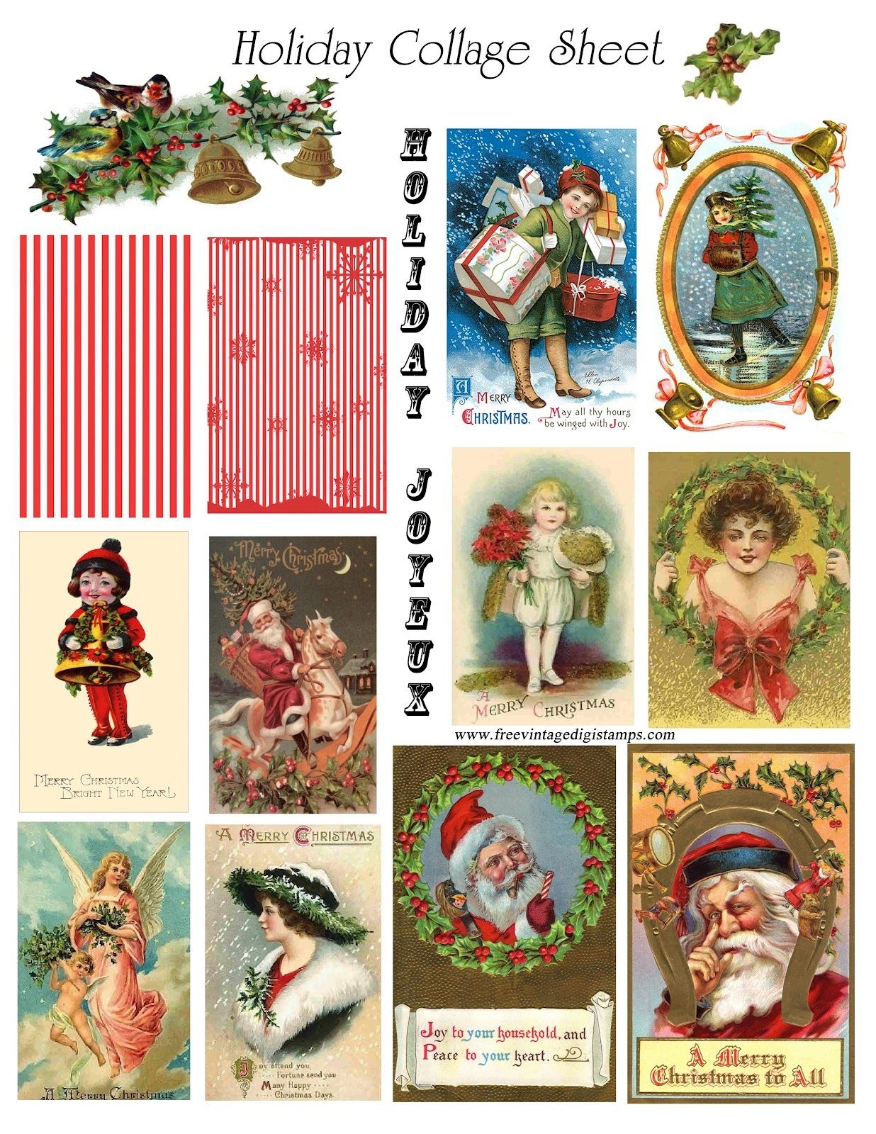 Vintage Cards Free | Free Vintage Digital Stamps**: Free Vintage - Free Printable Christmas Photo Collage