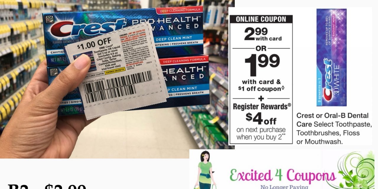 Walgreens 6/16 - 6/22 - Crest Toothpaste As Low As Free - Excited 4 - Free Printable Crest Coupons