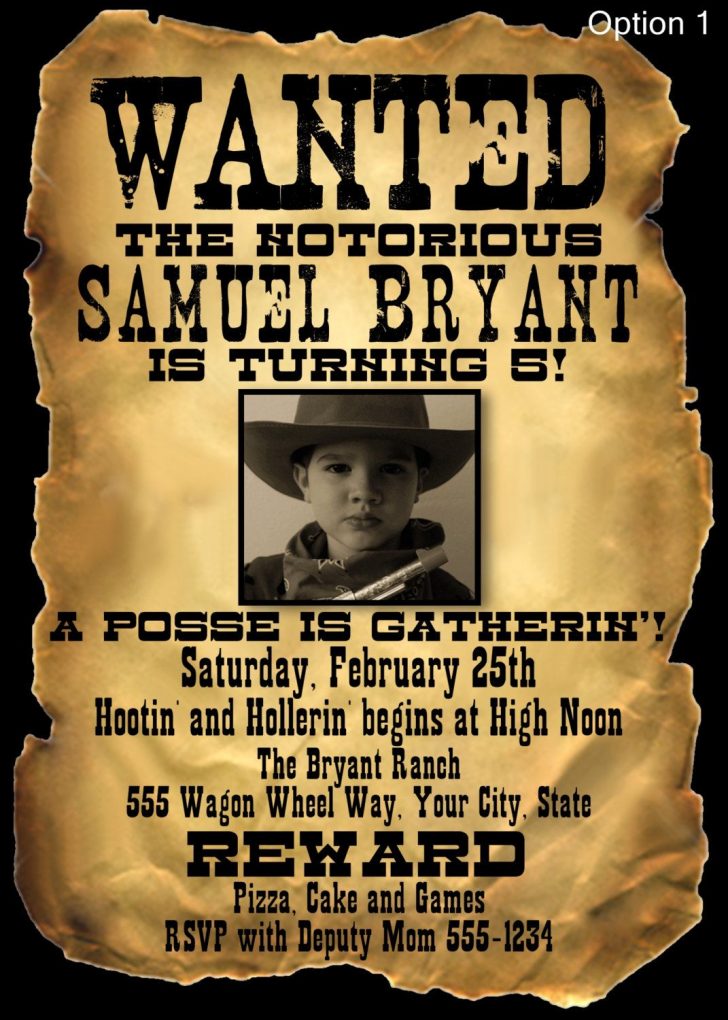 Free Printable Wanted Poster Invitations