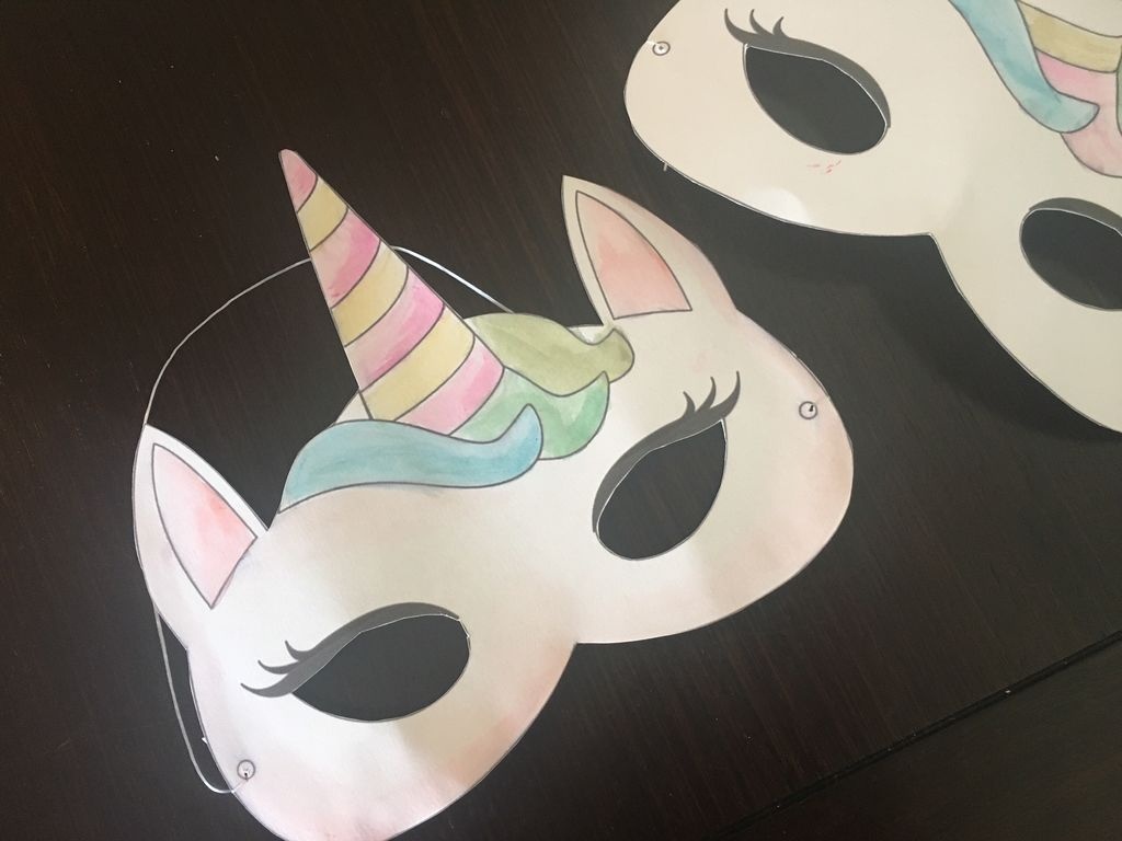 Watercolor Unicorn Mask + Free Printable: 4 Steps - Free Printable Paper Masks