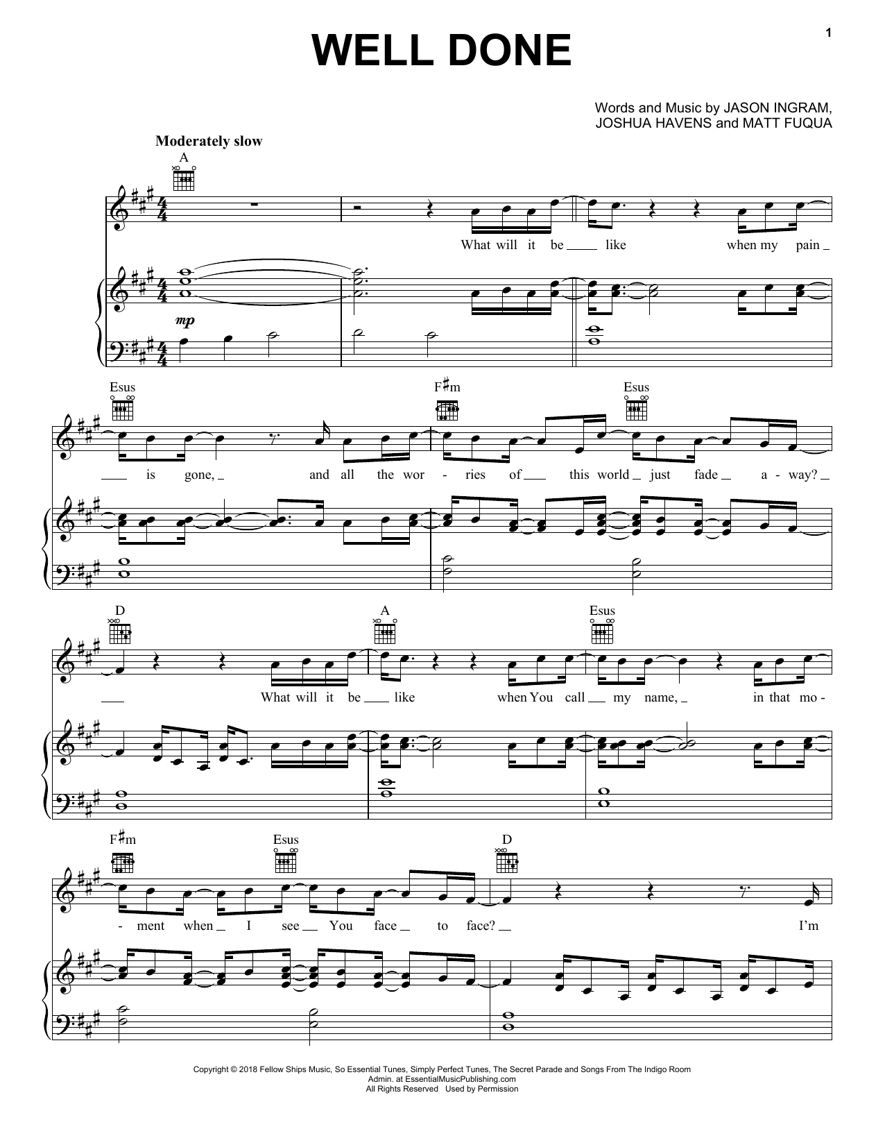 Well Done Sheet Musicthe Afters For Piano/vocal/guitar - Free Printable Sheet Music For Voice And Piano