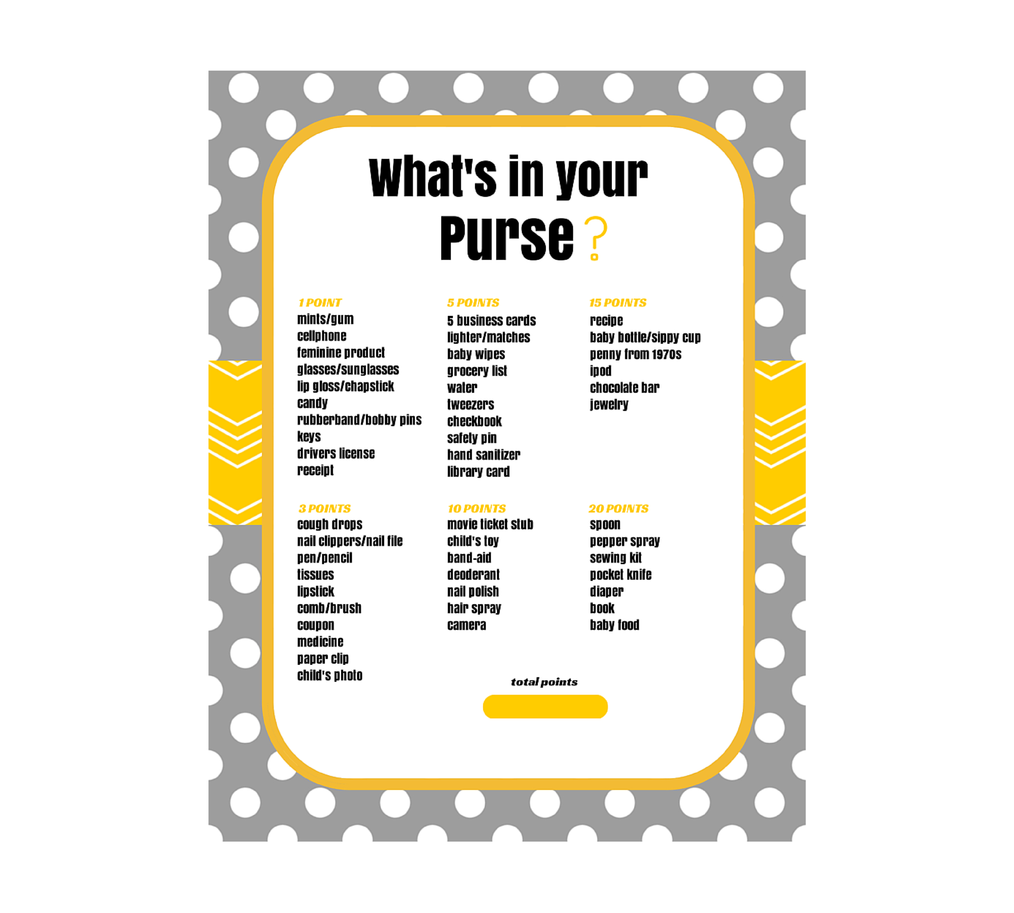 What&amp;#039;s In Your Purse Baby Shower Game, | Thelastcandy - Free Printable Baby Shower Game What&amp;#039;s In Your Purse
