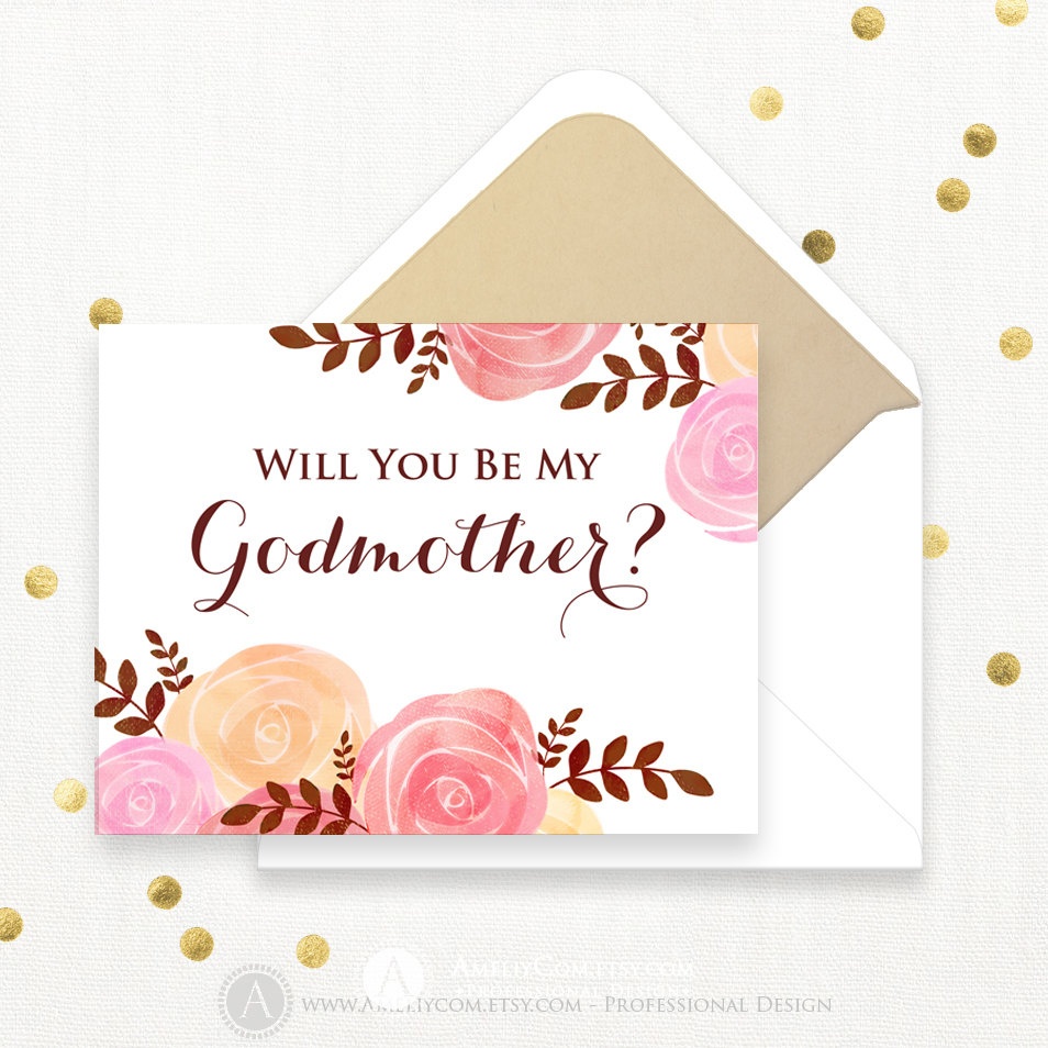 Will You Be My Godmother Printable Wedding Invitation Card | Etsy - Will You Be My Godmother Printable Card Free
