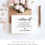 Wishing Well Insert Card Printable, 100% Editable, Instant Download   Free Printable Wedding Inserts