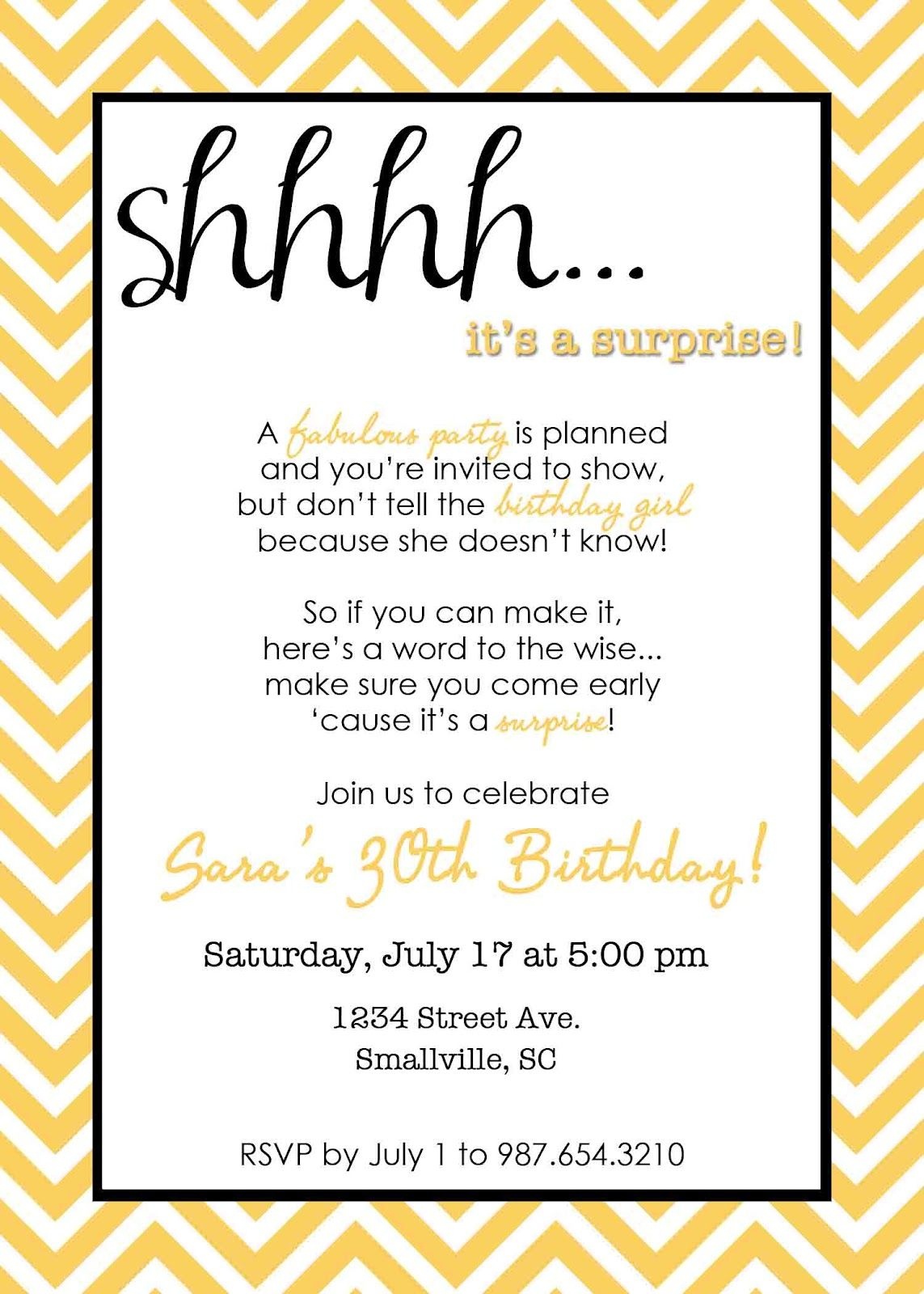 Wording For Surprise Birthday Party | Free Printable Birthday - Free Printable Surprise 60Th Birthday Invitations