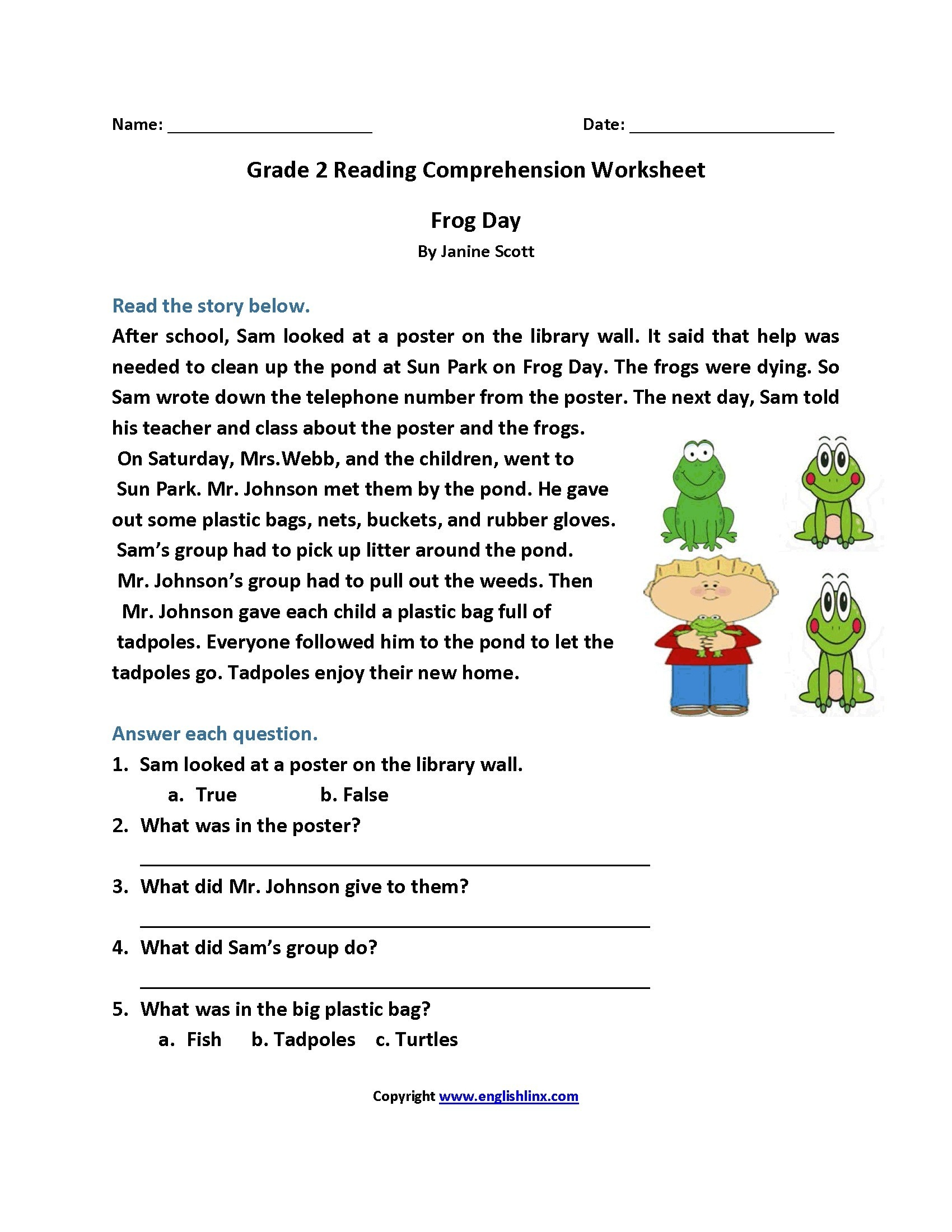 Free Printable Comprehension Worksheets For Grade 5 Free Printable