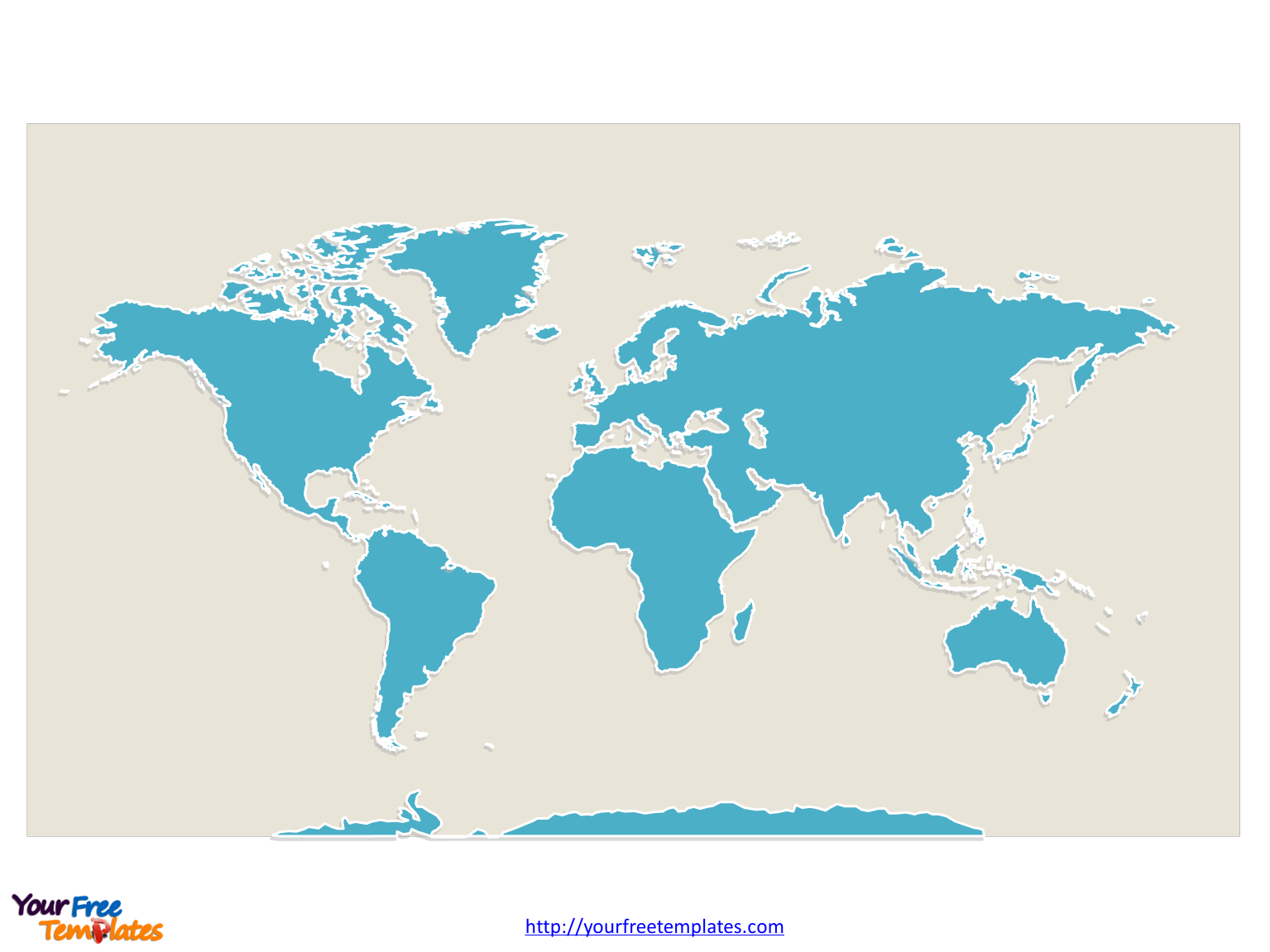 World Map With Continents - Free Powerpoint Templates - Free Printable World Map Pdf