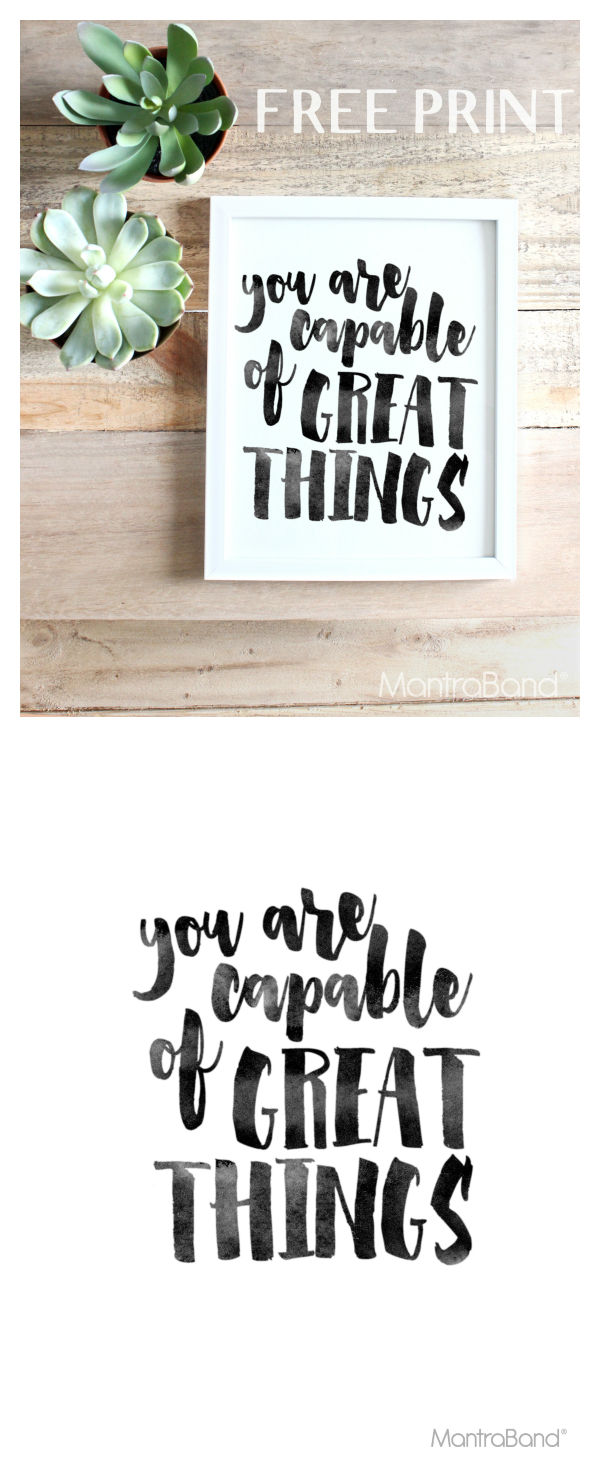 You Are Capable Of Great Things | Free Prints | Printable Wall Art - Free Printable Quote Stencils