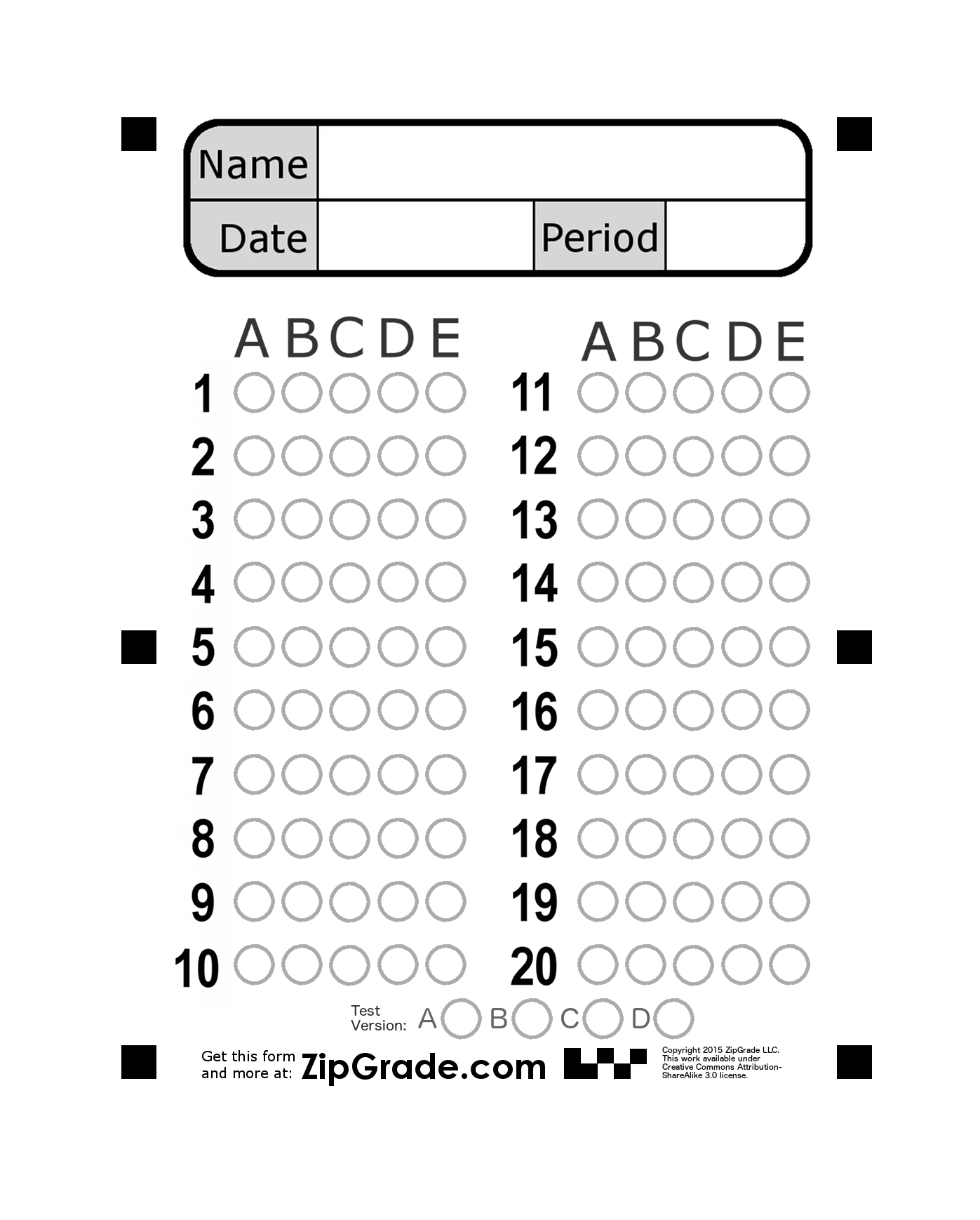 gridded response sheet