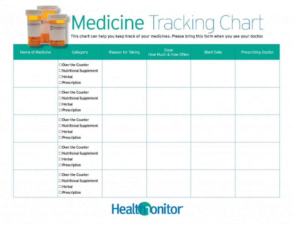 Printable Medicine Taking Chart