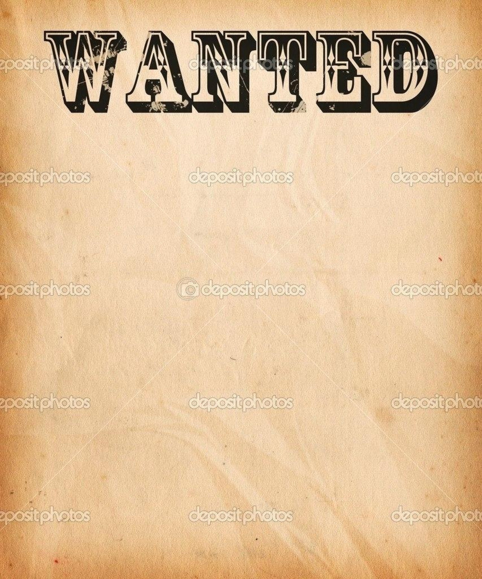 Printable Downloadable Wanted Poster Template prntbl