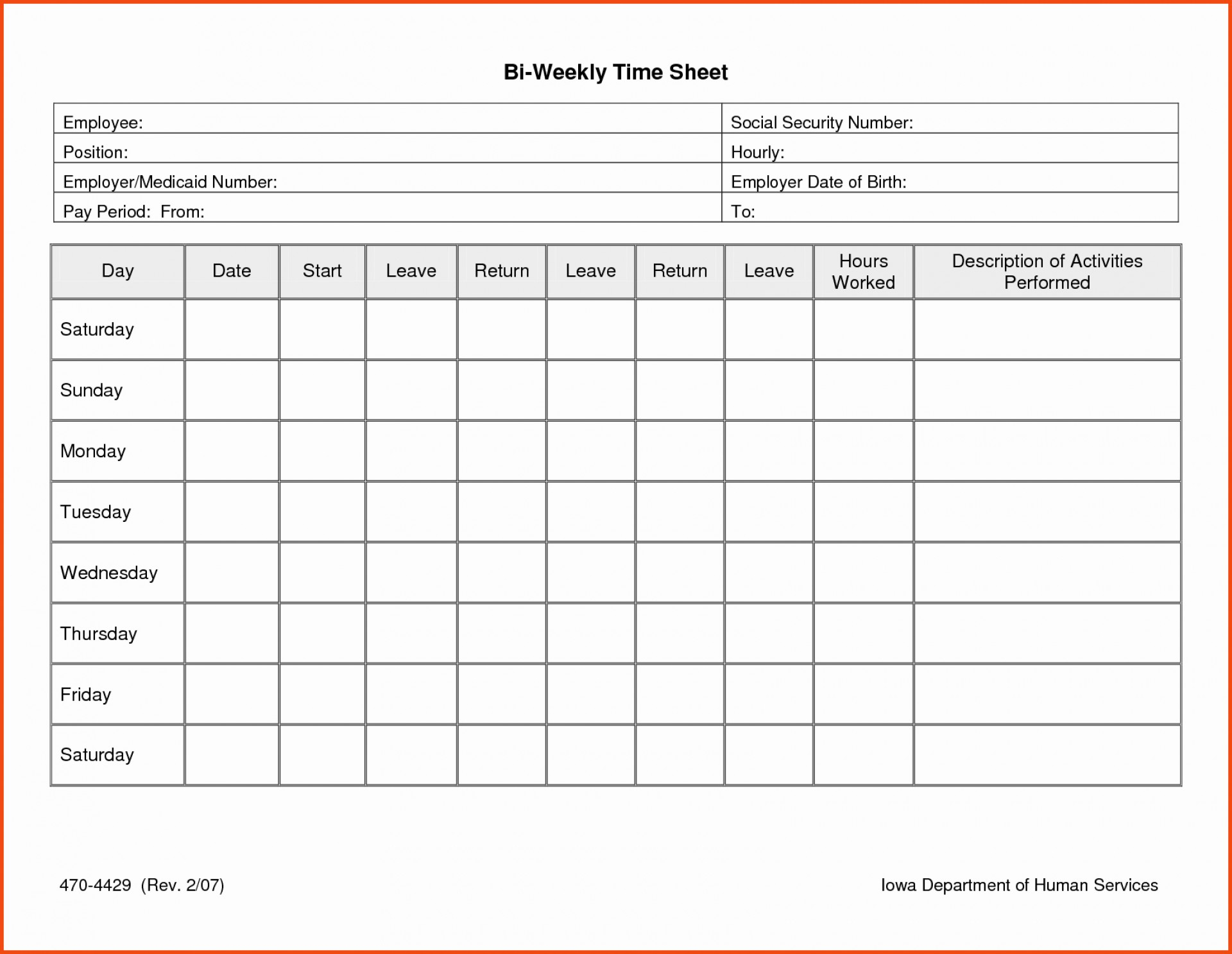 Printable Time Sheets 2024