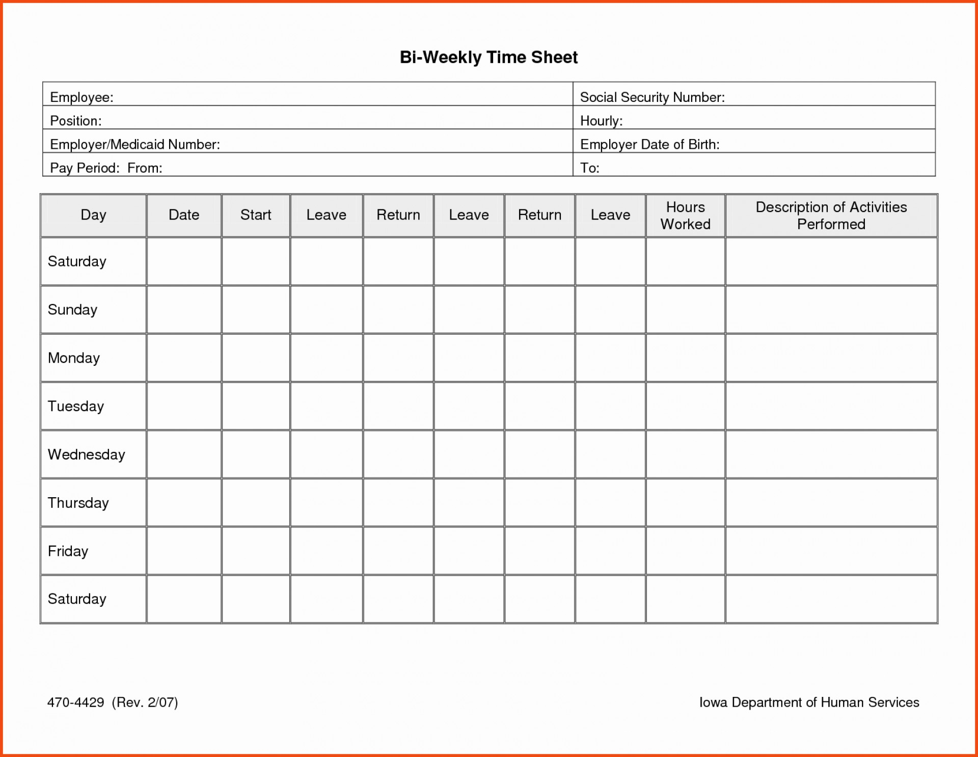 Free Printable Blank Time Sheets Free Printable