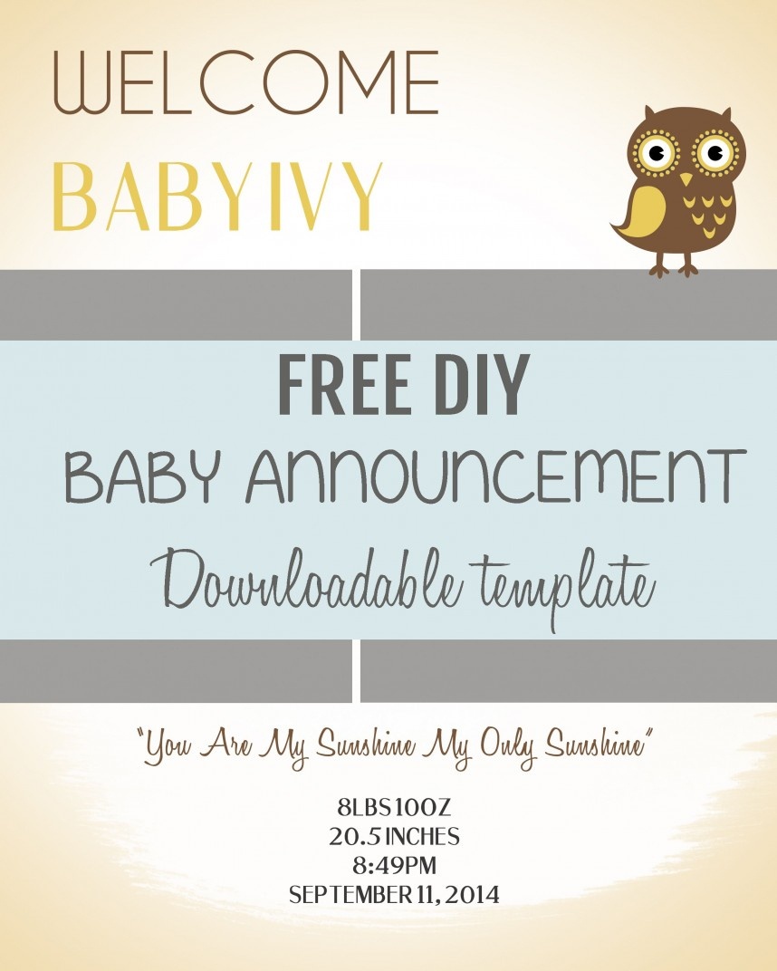 026 Free Birth Announcements Templates Template Phenomenal Ideas Diy - Free Birth Announcements Printable