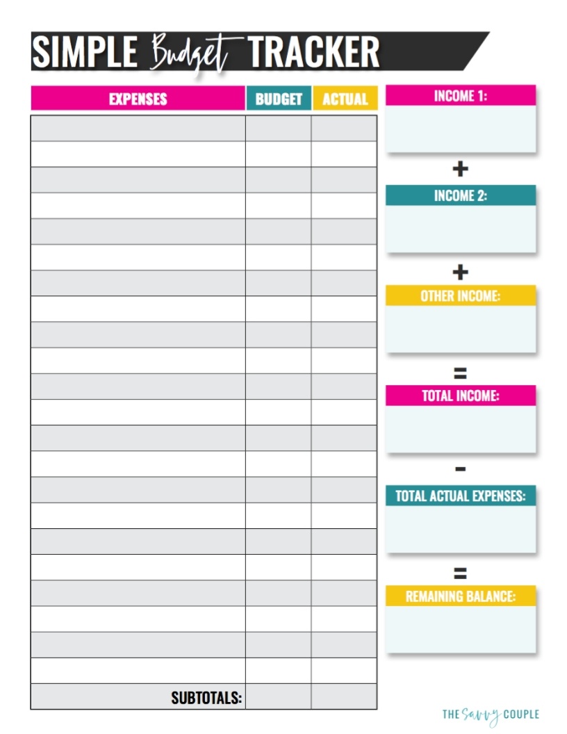simple household budget template excel