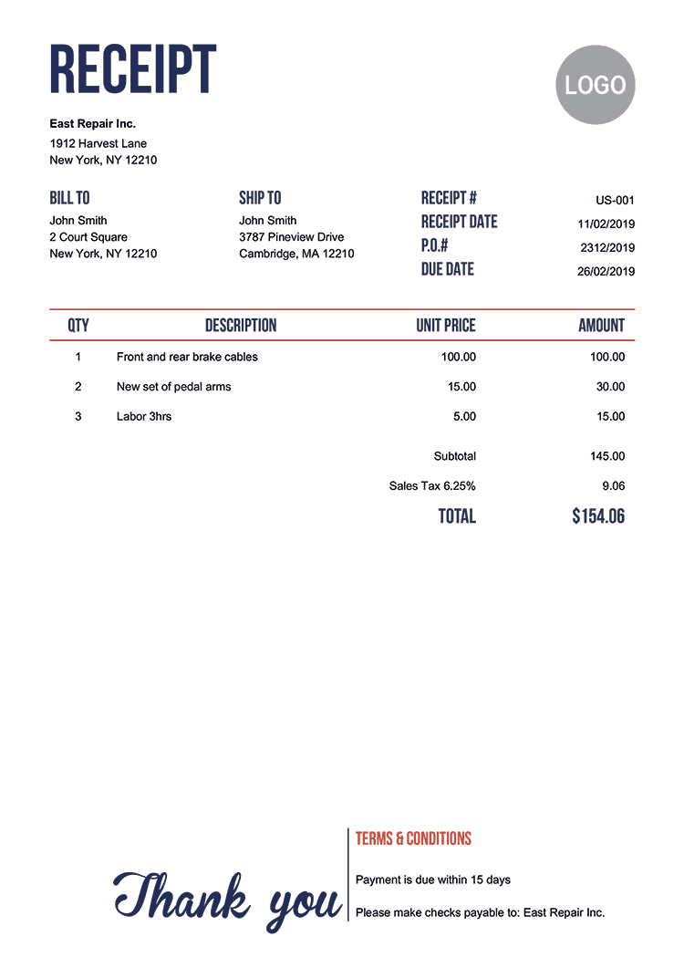 100 Free Receipt Templates | Print &amp;amp; Email Receipt | Free Downloads - Free Printable Receipts