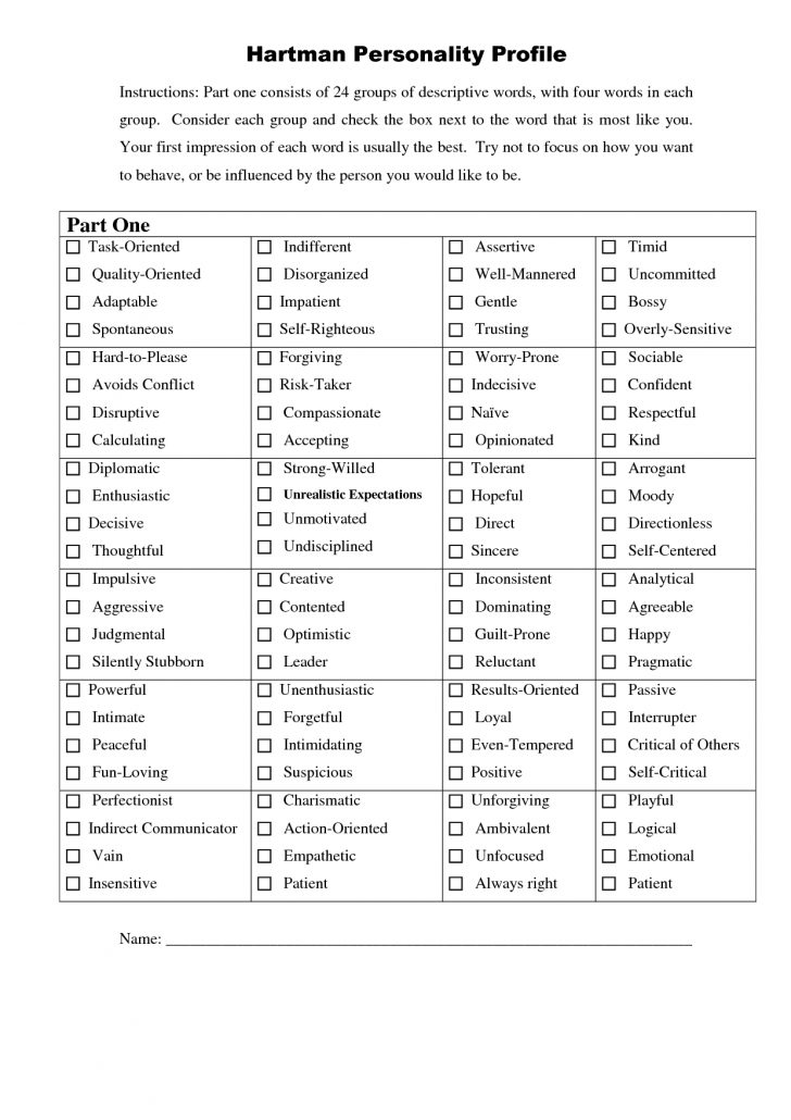 Free Printable Personality Test
