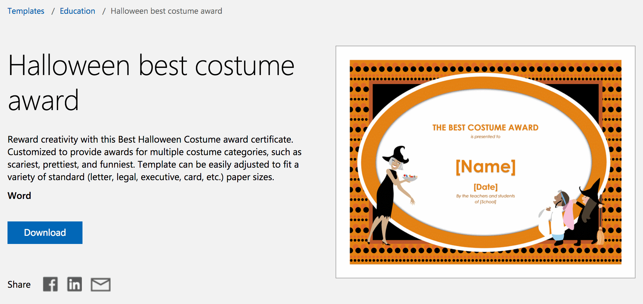 12 Free Halloween-Themed Templates For Microsoft Word - Free Printable Halloween Award Certificates