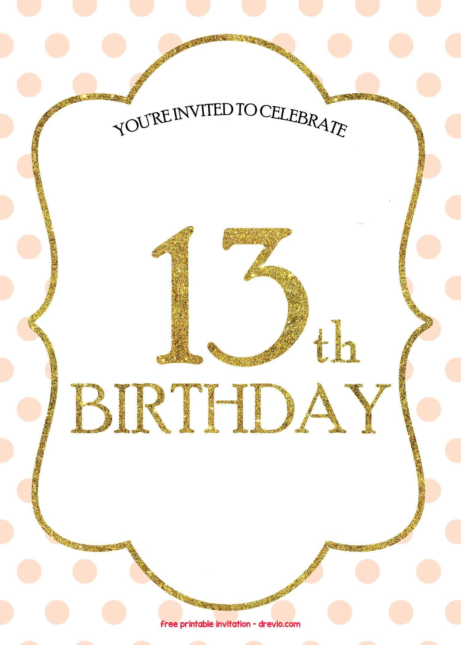13 Birthday Invitation Templates - Tutlin.psstech.co - 13Th Birthday Party Invitations Printable Free