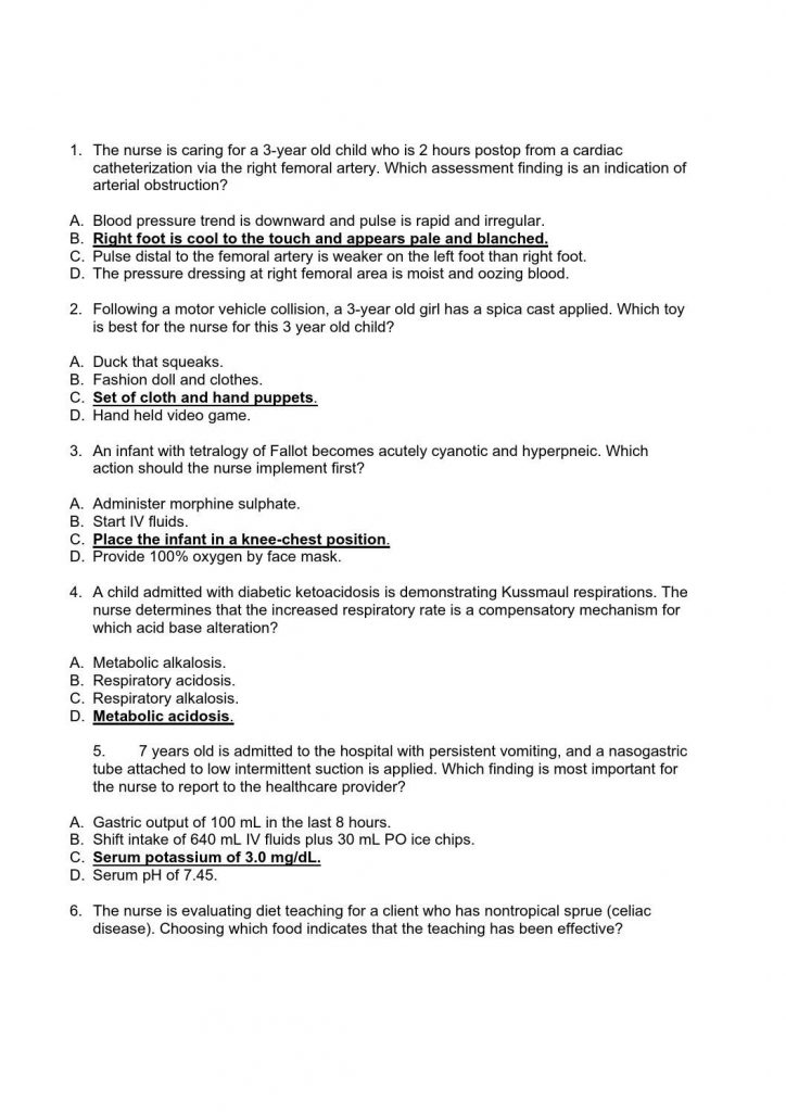 176013145 Hesi Pediatric Exam 55 Questions Nurse Pediatrics Free 