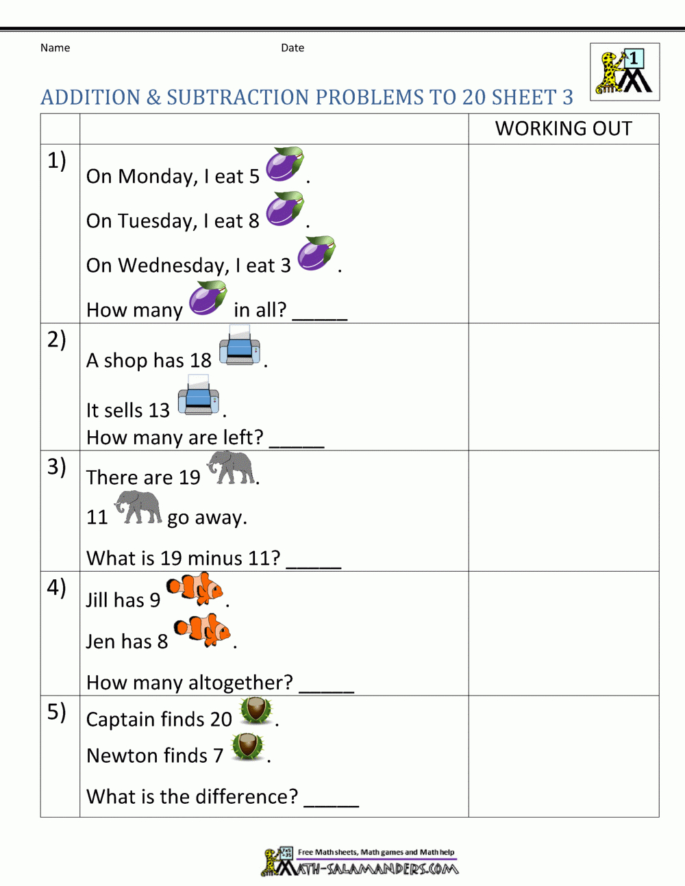 1St Grade Addition And Subtraction Word Problems - Free Printable Math Worksheets Word Problems First Grade