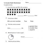 1St Grade Math Review Worksheet Printable | Elementary Math   Free Printable Worksheets For 1St Grade