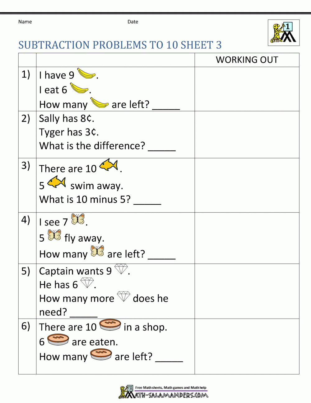 1St Grade Subtraction Word Problems - Free Printable 1St Grade Math Word Problems