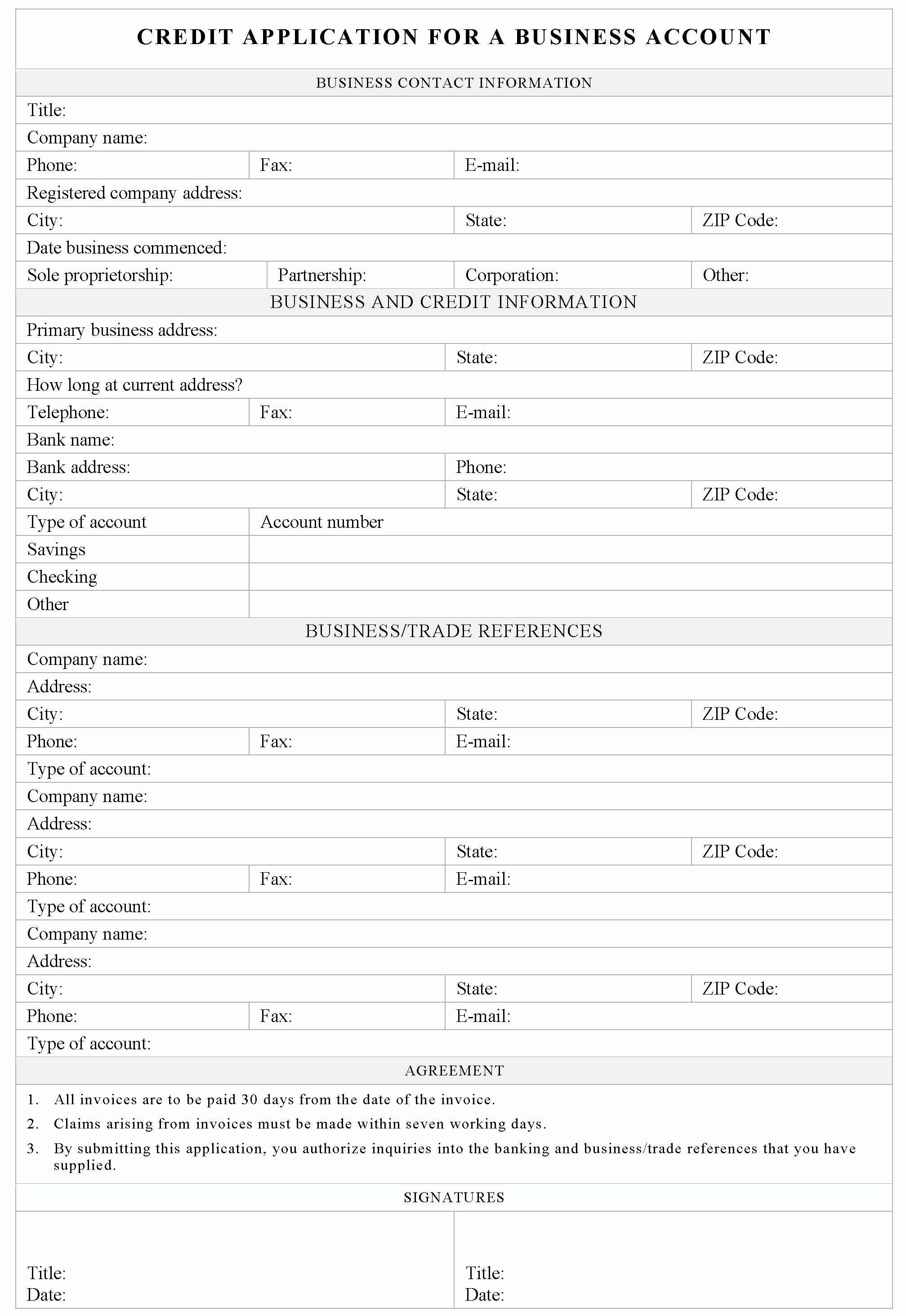 Printable Business Forms