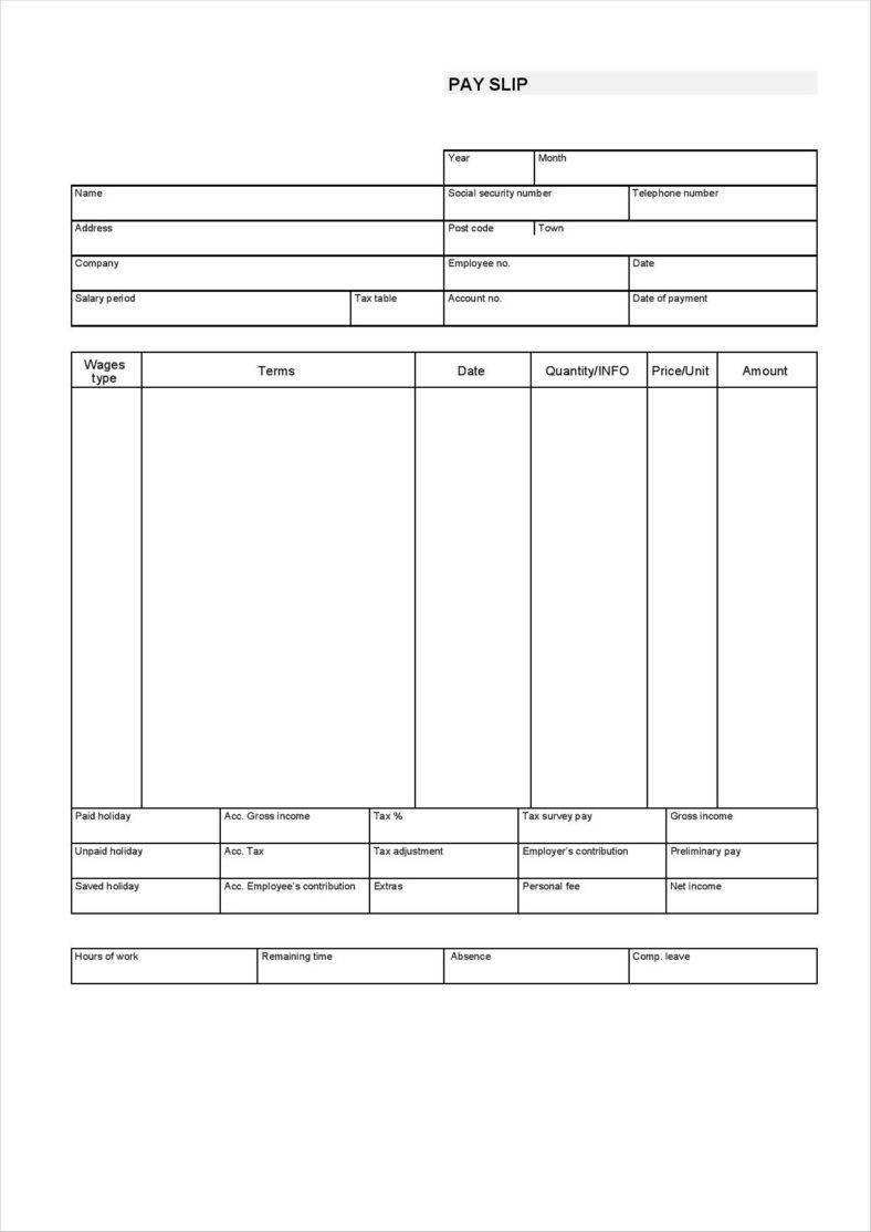 Free Blank Pay Stub Template Word