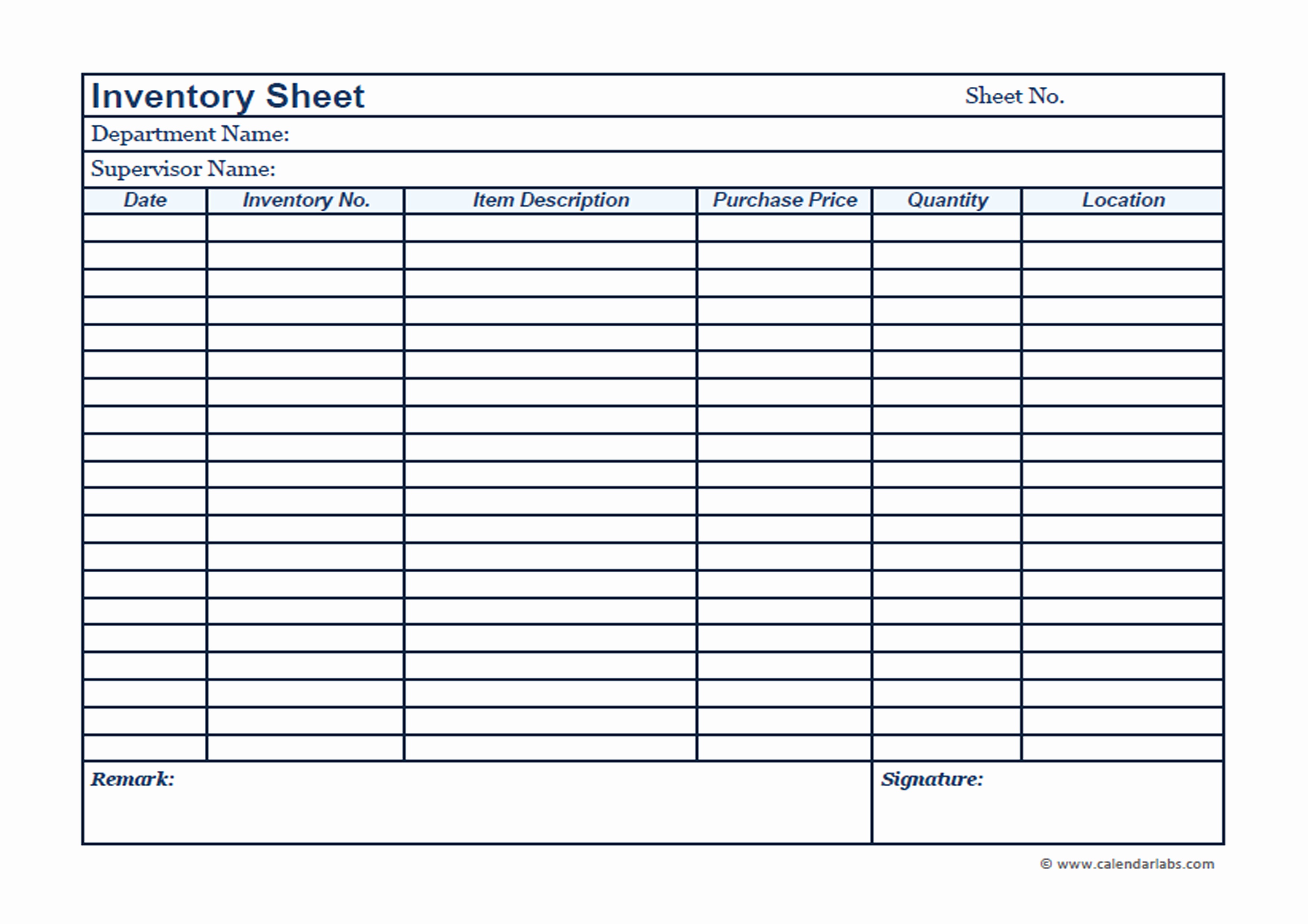 Best Free Home Inventory Printable Worksheets