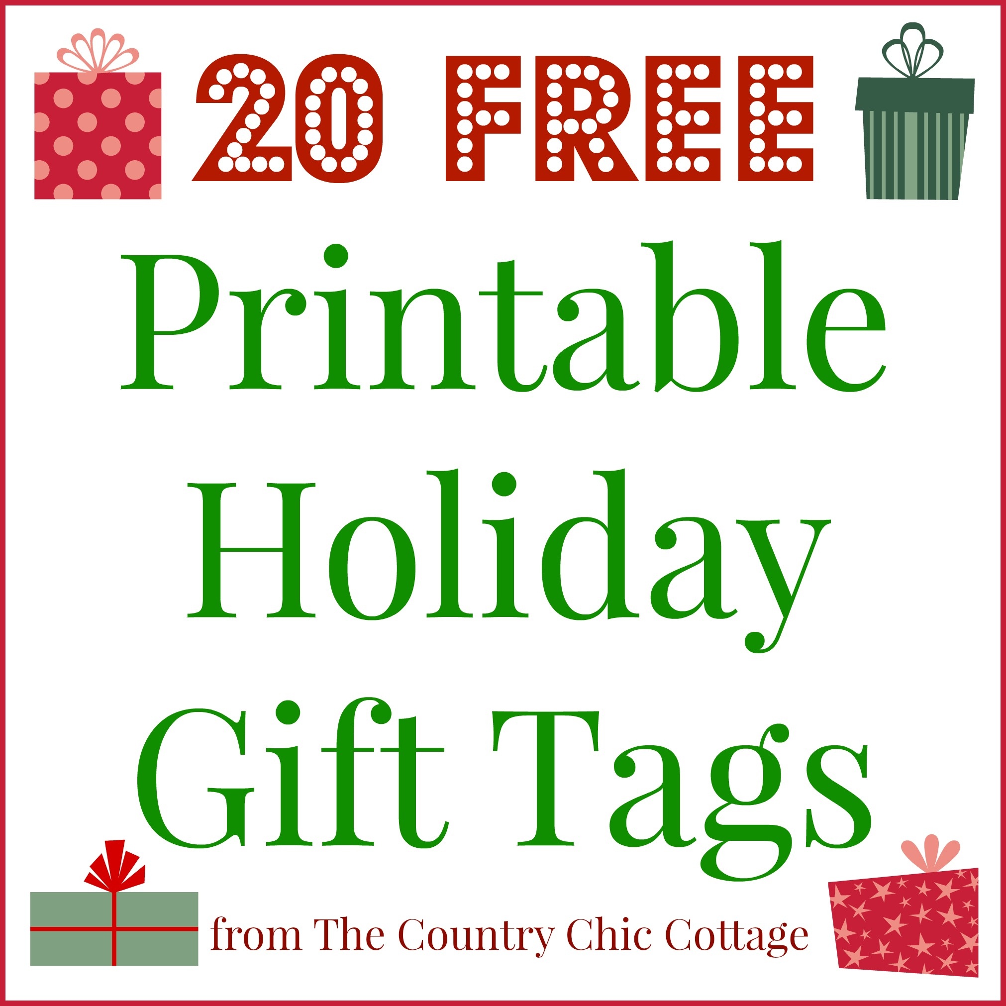 20 Printable Holiday Gift Tags (For Free!!) - The Country Chic Cottage - Free Printable Holiday Labels