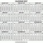 2017 Calendar   12 Months Calendar On One Page   Free Printable Calendar   Free 2017 Printable