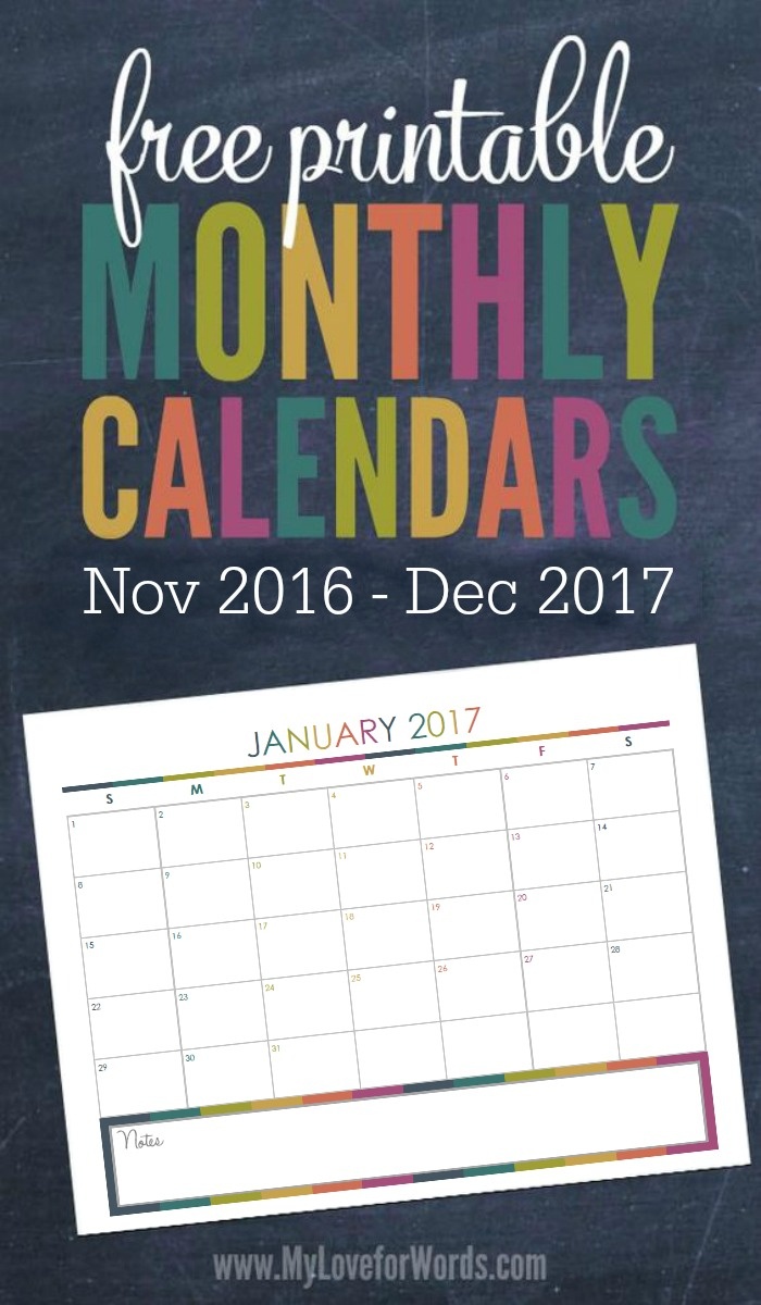 2017 Monthly Calendar Free Printables For Your Most Organized Year Yet - Free 2017 Printable