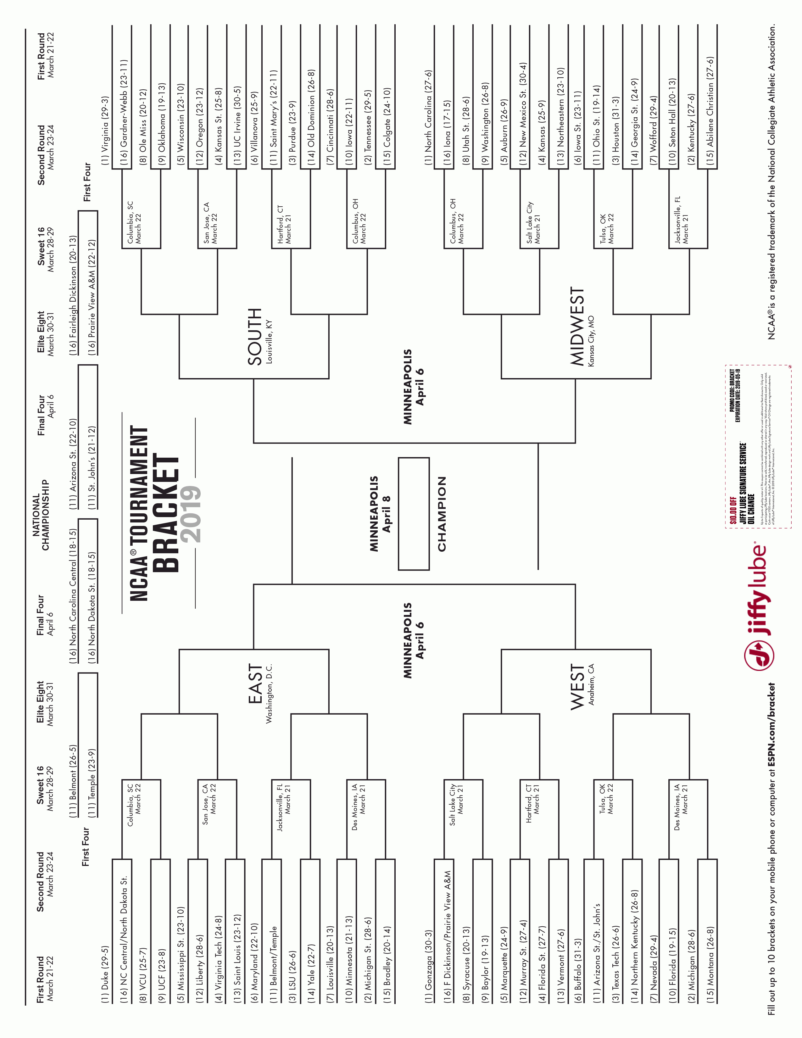 print your bracket ncaa 2018