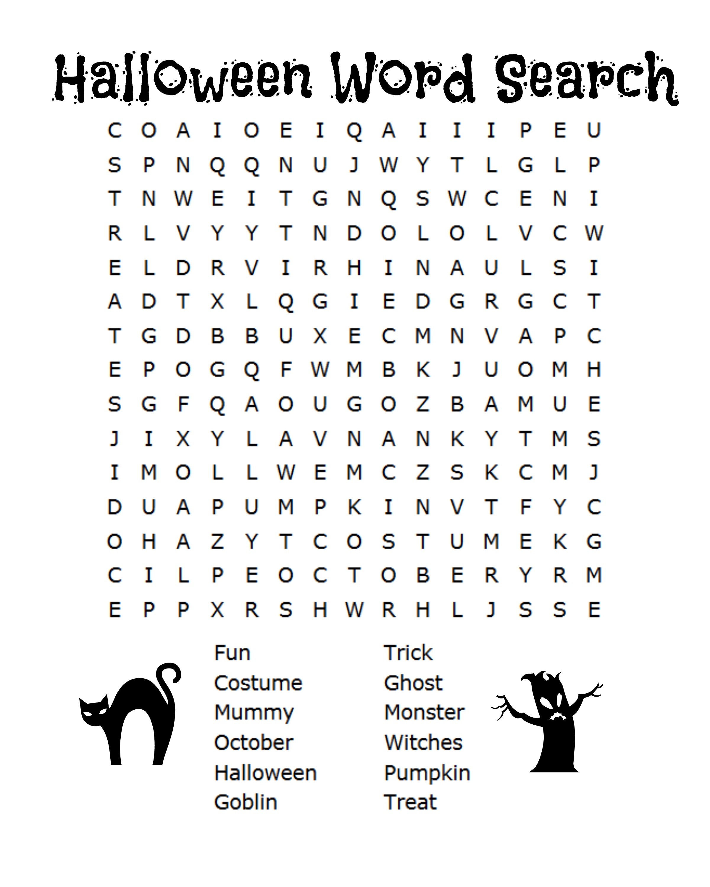 26 Spooky Halloween Word Searches | Kittybabylove - Free Printable Halloween Puzzles