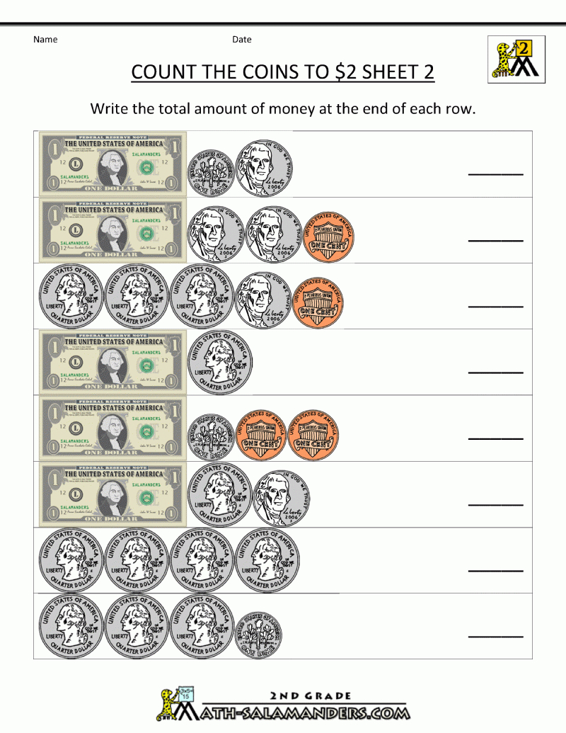 Free Printable Counting Money Worksheets For 2Nd Grade Free Printable