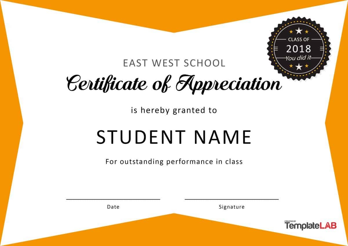 30 Free Certificate Of Appreciation Templates And Letters - Free Printable Certificates For Students