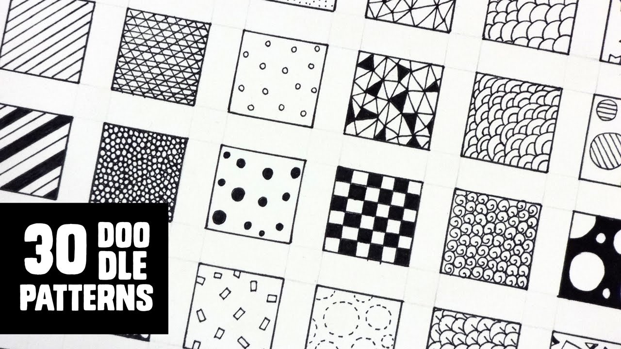 30 Patterns For Doodling / Filling Gaps - Youtube - Free Printable Doodle Patterns