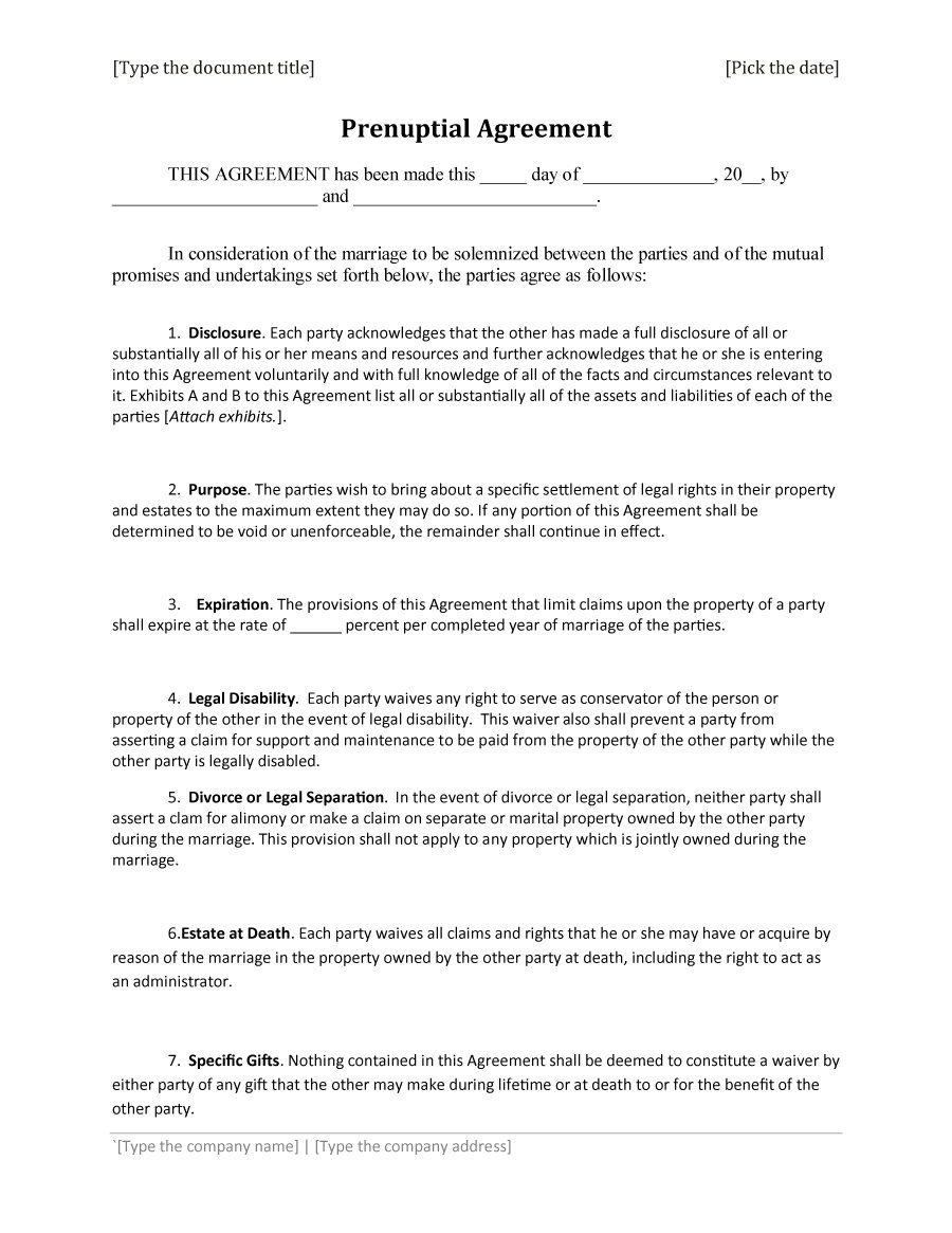 30+ Prenuptial Agreement Samples &amp;amp; Forms ᐅ Template Lab - Free Printable Prenuptial Agreement Form