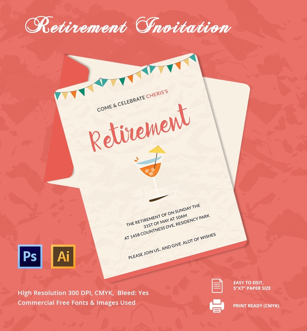 30+ Retirement Invitation Templates - Psd, Ai, Word | Free &amp;amp; Premium - Free Printable Retirement Cards
