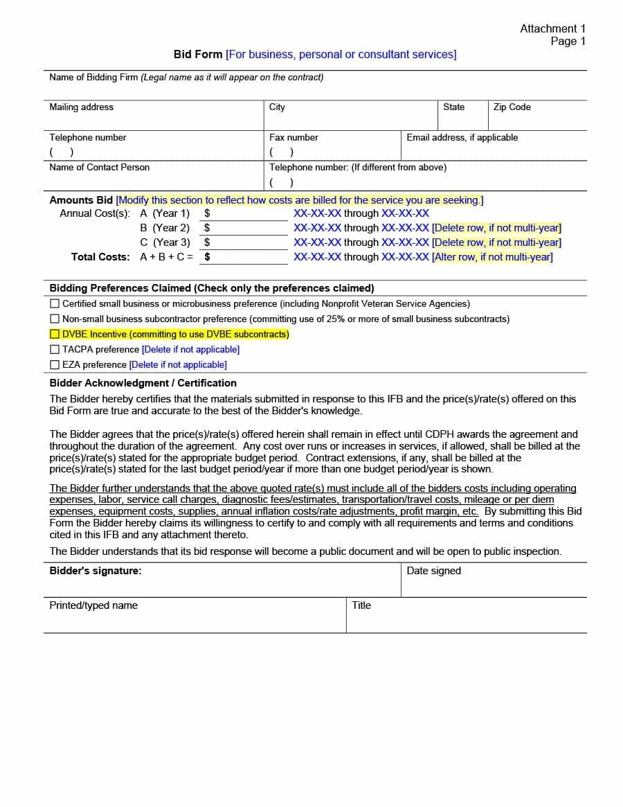 31 Construction Proposal Template &amp;amp; Construction Bid Forms - Free Printable Contractor Proposal Forms