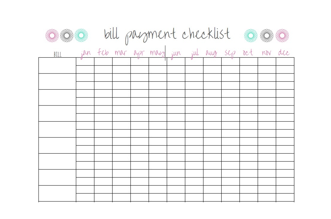 32 Free Bill Pay Checklists &amp;amp; Bill Calendars (Pdf, Word &amp;amp; Excel) - Free Printable Monthly Bill Checklist