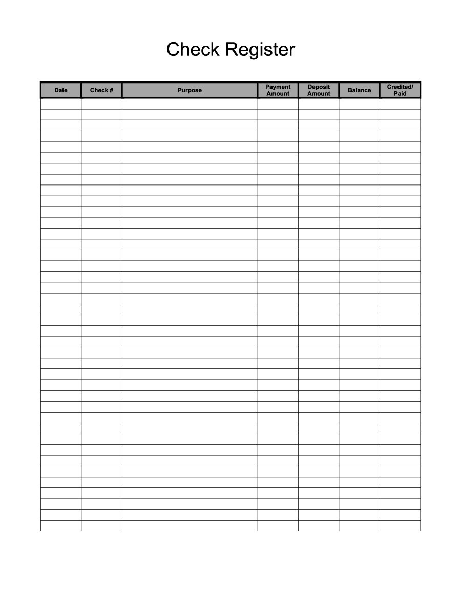 37 Checkbook Register Templates [100% Free, Printable] ᐅ Template Lab - Free Printable Check Register With Running Balance