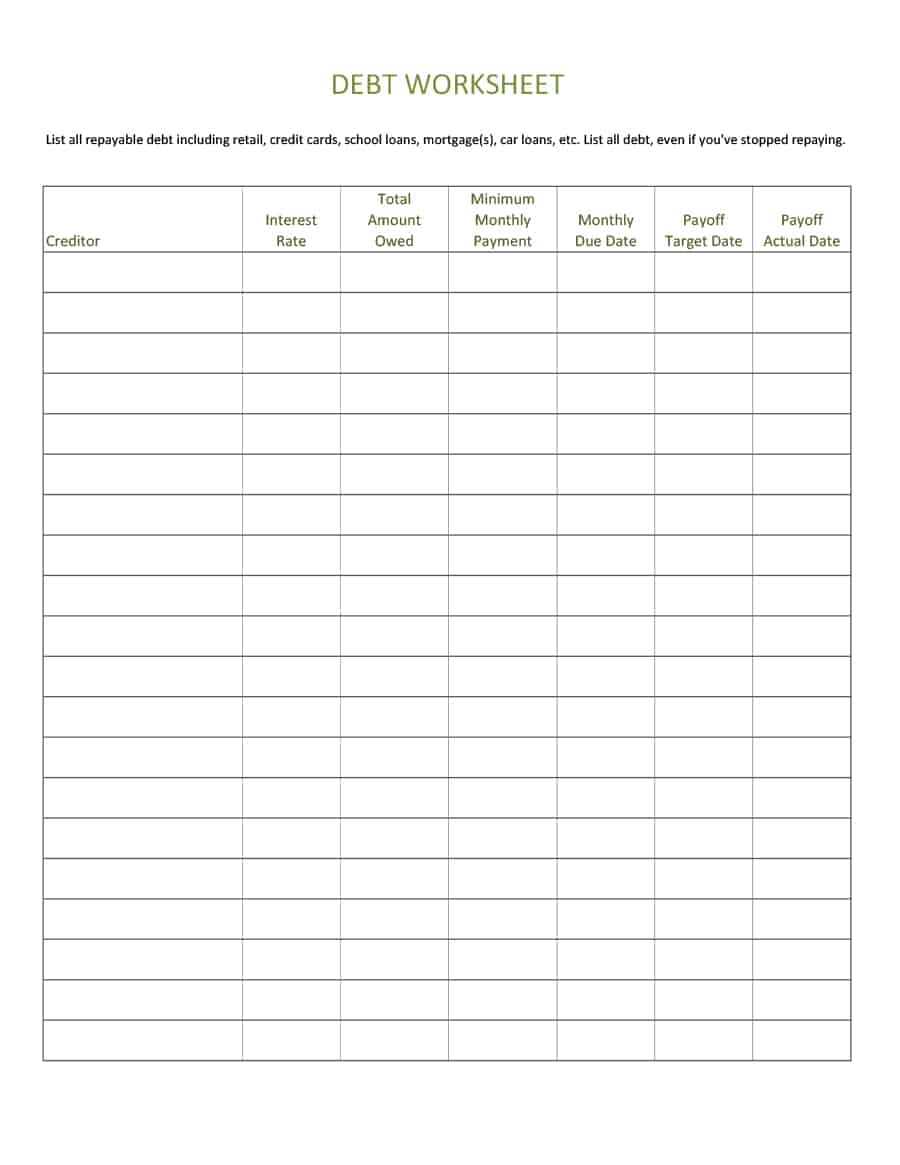 38 Debt Snowball Spreadsheets, Forms &amp;amp; Calculators ❄❄❄ - Free Printable Debt Snowball Worksheet