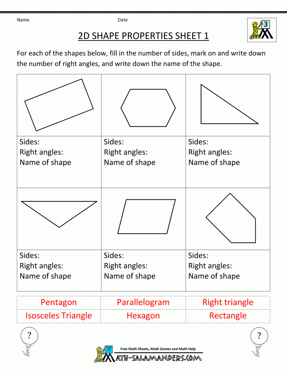 3Rd Grade Math Practice 2D Shape Properties 1 | Educational - Free Printable Geometry Worksheets For 3Rd Grade