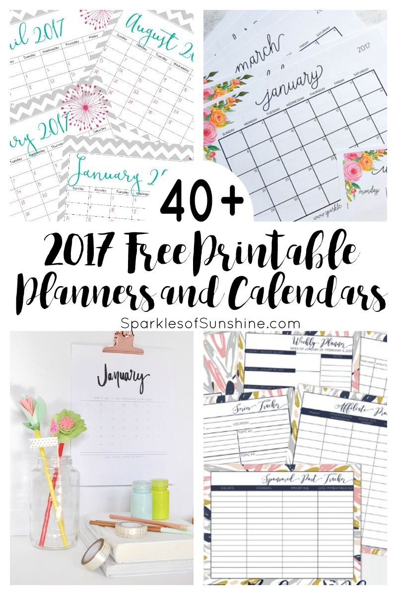40+ Awesome Free Printable 2017 Calendars And Planners - Sparkles Of - Free 2017 Printable