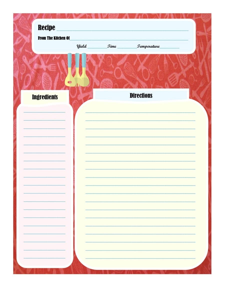 Free Recipe Card Template Printable Paper Trail Design Free